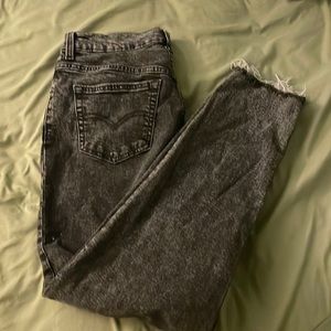 Levi’s dark wash black grey mom jeans